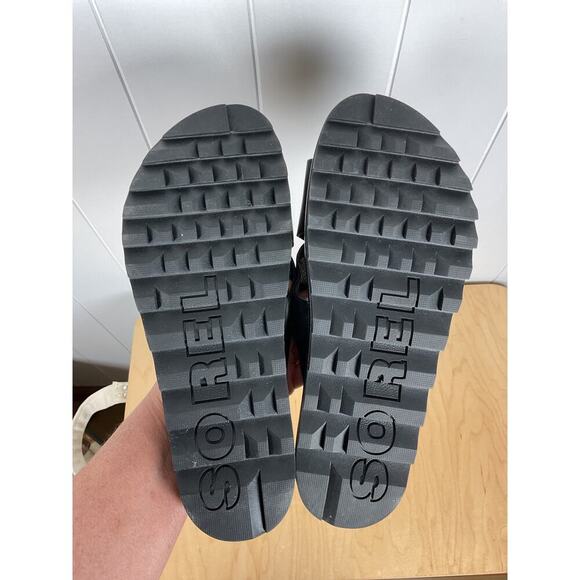 Sorel Women's Cameron Platform Slide Sandals Slip On 100% Black Leather Size 9 - Picture 5 of 6